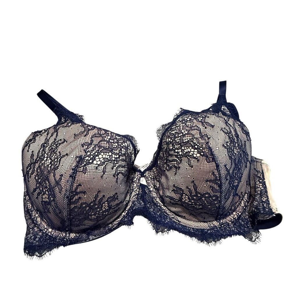 NWT Victoria's Secret Blue Beige Floral Lace Lined Plunge Bra 38D - Picture 6 of 12